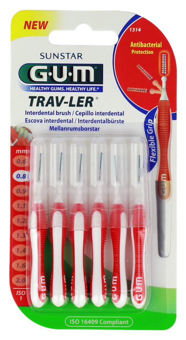 GUM Trav-Ler starpzobu birstīte 0,8 mm, 6 gab.