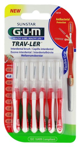 GUM Trav-Ler starpzobu birstīte 0,8 mm, 6 gab.