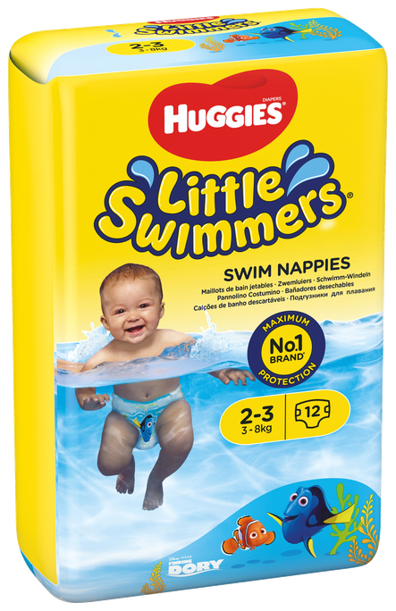 Huggies® Little Swimmers® peldbiksītes 3-7 kg, izmērs 2-3, 12 biksītes