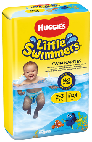 Huggies® Little Swimmers® peldbiksītes 3-7 kg, izmērs 2-3, 12 biksītes
