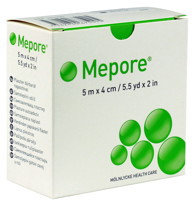 MEPORE 4cm x 5m pašlīmējošs brūču pārsējs, viens gabs.