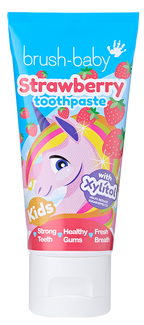 BRUSH BABY Unicorn, Zemeņu Aromāta Zobu Pasta Bērniem 3+ Gadu Vecumam, 50 ml