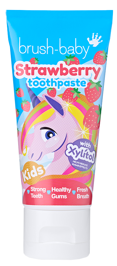 BRUSH BABY Unicorn, Zemeņu Aromāta Zobu Pasta Bērniem 3+ Gadu Vecumam, 50 ml