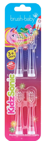 KidzSonic BRUSH BABY, 4 gab. maināmo zobu birstes galviņu komplekts vecumam 3+