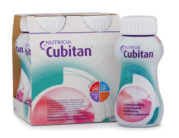 NUTRICIA Cubitan ar zemeņu garšu 200 ml, 4 gab.