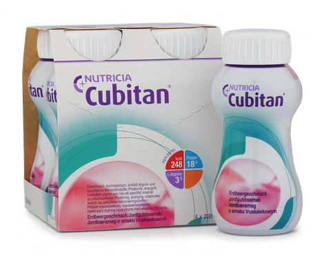 NUTRICIA Cubitan ar zemeņu garšu 200 ml, 4 gab.