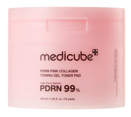 MEDICUBE PDRN Rozā Kolagēna Tonika Gēla Disciņi Sejai – 120 ml