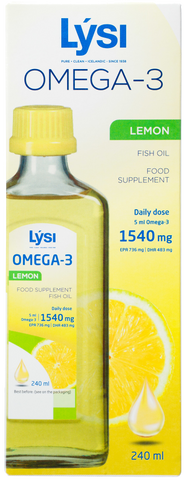 Fish Oil Omega-3 LYSI ar citrona garšu, 240 ml