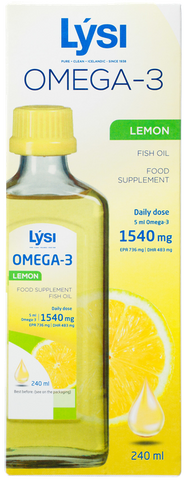 Fish Oil Omega-3 LYSI ar citrona garšu, 240 ml
