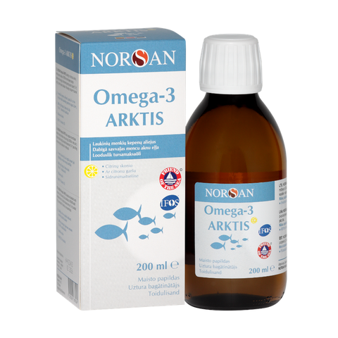NORSAN D3 un Omega-3 Arktis eļļa ar citrona aromātu (200 ml)