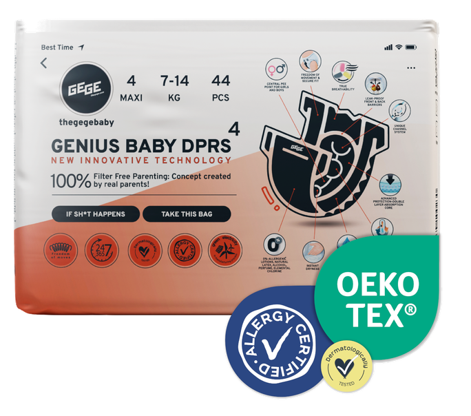 Maxi 4 autiņbiksītes GEGE Genius Baby DPRS (7-14 kg), 44 gab.