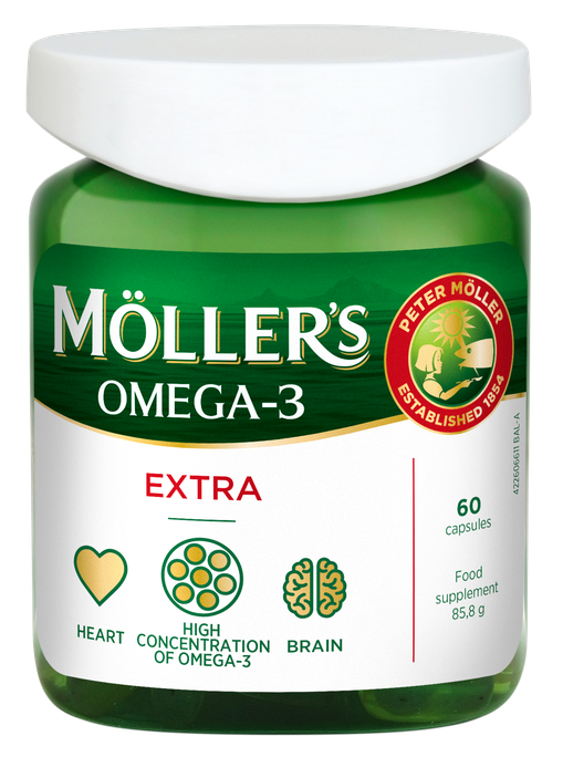 MÖLLER'S Zivju Eļļa ar Omega-3 Extra Augstā Koncentrācijā - 60 kapsulas
