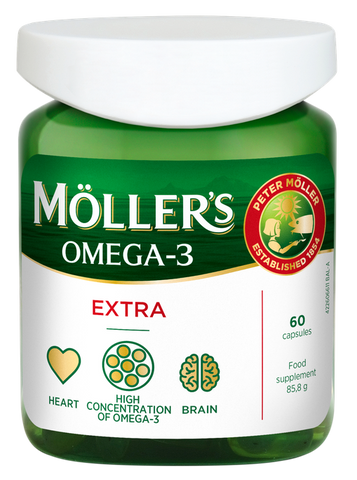 MÖLLER'S Zivju Eļļa ar Omega-3 Extra Augstā Koncentrācijā - 60 kapsulas