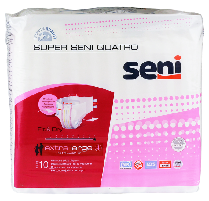 Pieaugušo autiņbiksītes SENI Super Quatro XL, 10 vienlaidumi