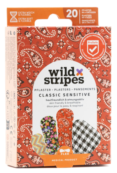 WILD STRIPES Fashion Sensitive plāksteri Classic, 20 gab.