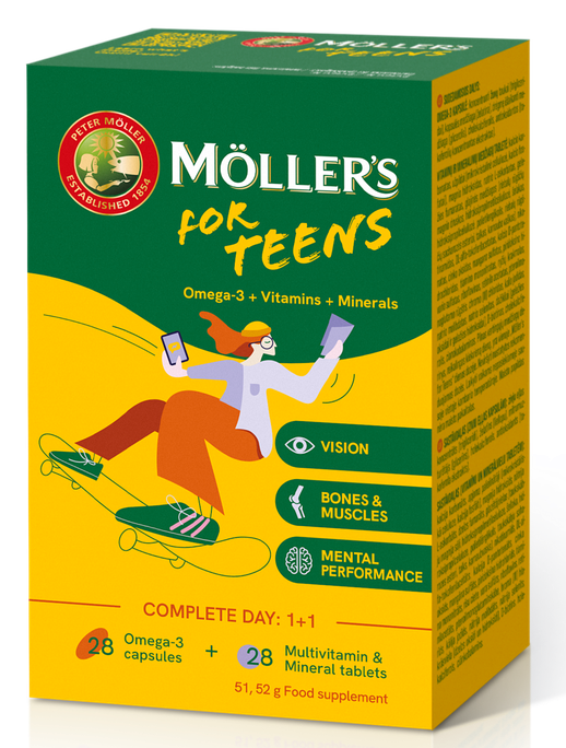 Möller's For Teens – 56 tabletes un kapsulas jauniešiem