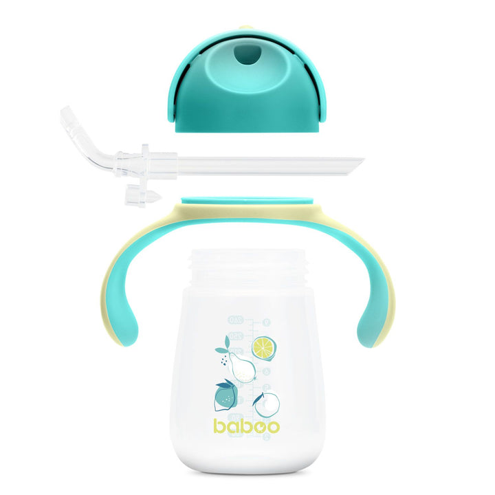 BABOO Lagoon Fiesta — mācību krūzīte ar silikona salmiņu (260 ml) 9 mēnešus veciem bērniem