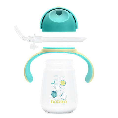 BABOO Lagoon Fiesta — mācību krūzīte ar silikona salmiņu (260 ml) 9 mēnešus veciem bērniem