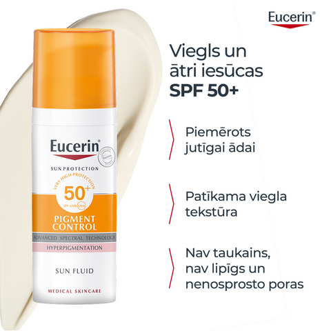Eucerin Sun Pigment Control SPF50+ - saules aizsarglīdzeklis sejai, 50 ml