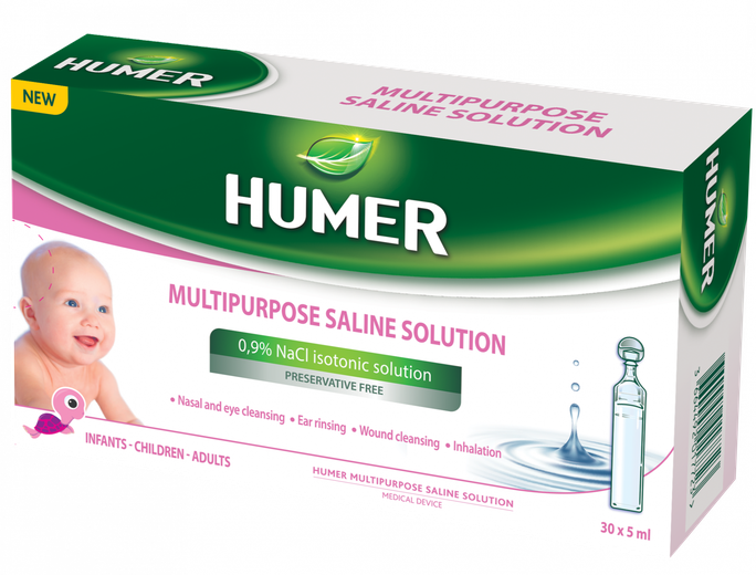 HUMER 0,9 % NaCl fizioloģiskais šķīdums - 5 ml ampulas, 30 gab. daudzfunkcionāls