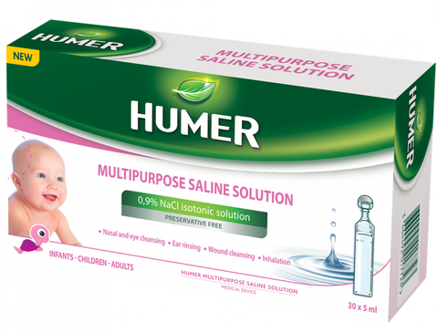 HUMER 0,9 % NaCl fizioloģiskais šķīdums - 5 ml ampulas, 30 gab. daudzfunkcionāls