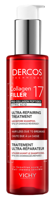 VICHY Dercos Collagen Filler 17 matu atjaunošanas līdzeklis Ultra-Repairing, 150 ml