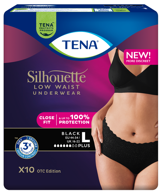 TENA Silhouette Plus Noir L apakšveļa urīna aizsardzībai, 10 gab.