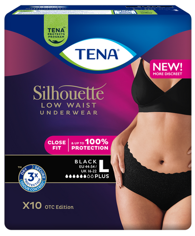 TENA Silhouette Plus Noir L apakšveļa urīna aizsardzībai, 10 gab.