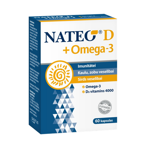 NATEO Omega-3 SV4000 D3 Plus, 60 kapsulu iepakojums
