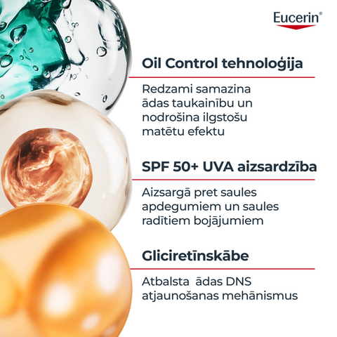 EUCERIN Sun Oil Control SPF 50+ krēms-gels ar sausu pieskārienu, 200 ml