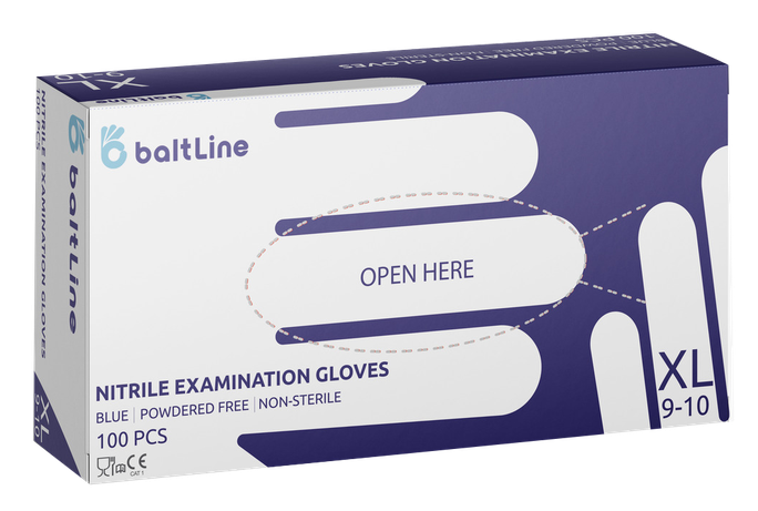 BALTLINE nitrila cimdi XL izmērs, komplekts 100 gab.