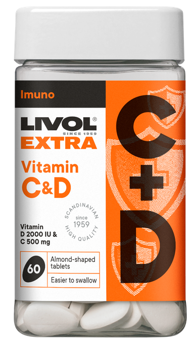 LIVOL Extra C & D vitamīnu kapsulas, 60 gab.