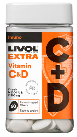 LIVOL Extra C & D vitamīnu kapsulas, 60 gab.