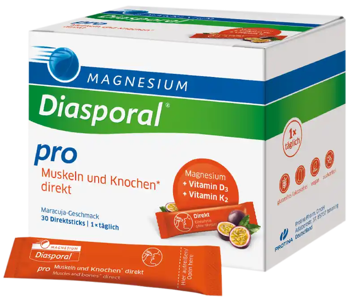 Diasporal Pro MAGNESIUMA paciņas — Kauliem un Muskuļiem, 30 gab.
