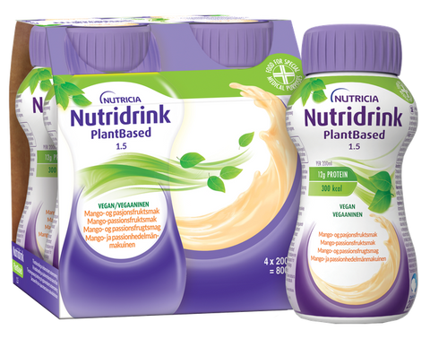 NUTRICIA Nutridrink PlantBased 1,5 kcal/ml mango un pasifloras garšā 200 ml 4 gab.