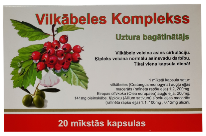 Mīkstās kapsulas VILKĀBELES KOMPLEKSS, 20 gab.
