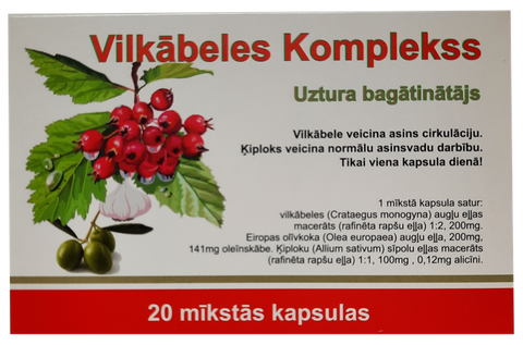 Mīkstās kapsulas VILKĀBELES KOMPLEKSS, 20 gab.