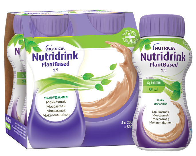 NUTRICIA Nutridrink PlantBased 1,5 kcal/ml mokas kafijas garšā 200 ml, 4 gab.
