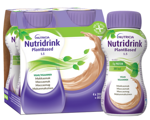 NUTRICIA Nutridrink PlantBased 1,5 kcal/ml mokas kafijas garšā 200 ml, 4 gab.