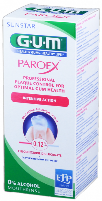 GUM Paroex mutes skalojums, kas satur 0,12% hlorheksidīnu, 300 ml tilpumā