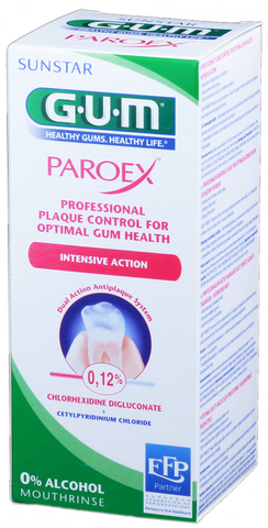 GUM Paroex mutes skalojums, kas satur 0,12% hlorheksidīnu, 300 ml tilpumā