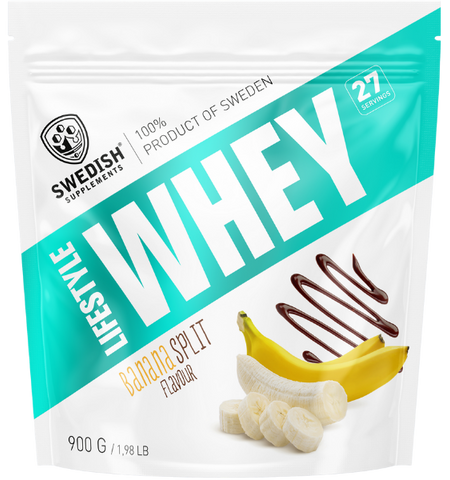 SWEDISH SUPPLEMENTS Lifestyle Whey Banānu šķipsnas garšas pulveris, 900 g