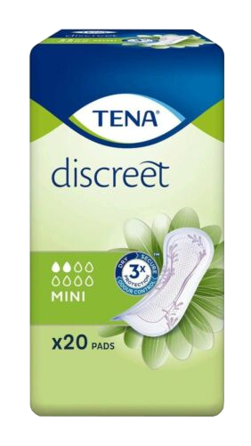 TENA Discreet Mini uroloģiskie ieliktņi, 20 kompakti pārsegi