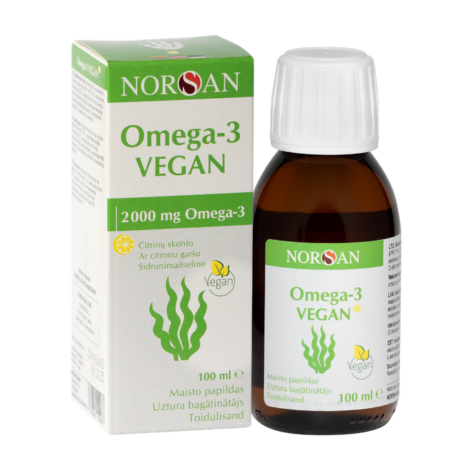 NORSAN Omega-3 Vegan Ar Citronu Aromātu - Aļģu Eļļa 100 ml