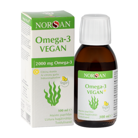 NORSAN Omega-3 Vegan Ar Citronu Aromātu - Aļģu Eļļa 100 ml