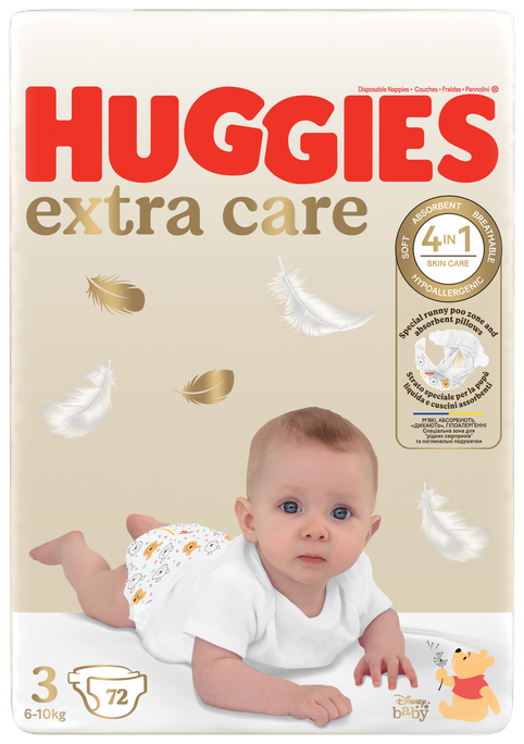 HUGGIES Extra Care 3, 72 autiņbiksītes izmērs 6-10kg, Mega Pack