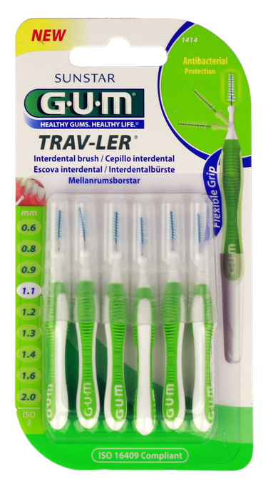 Trav-Ler starpzobu birstīte 1,1 mm, 6 gab., GUM