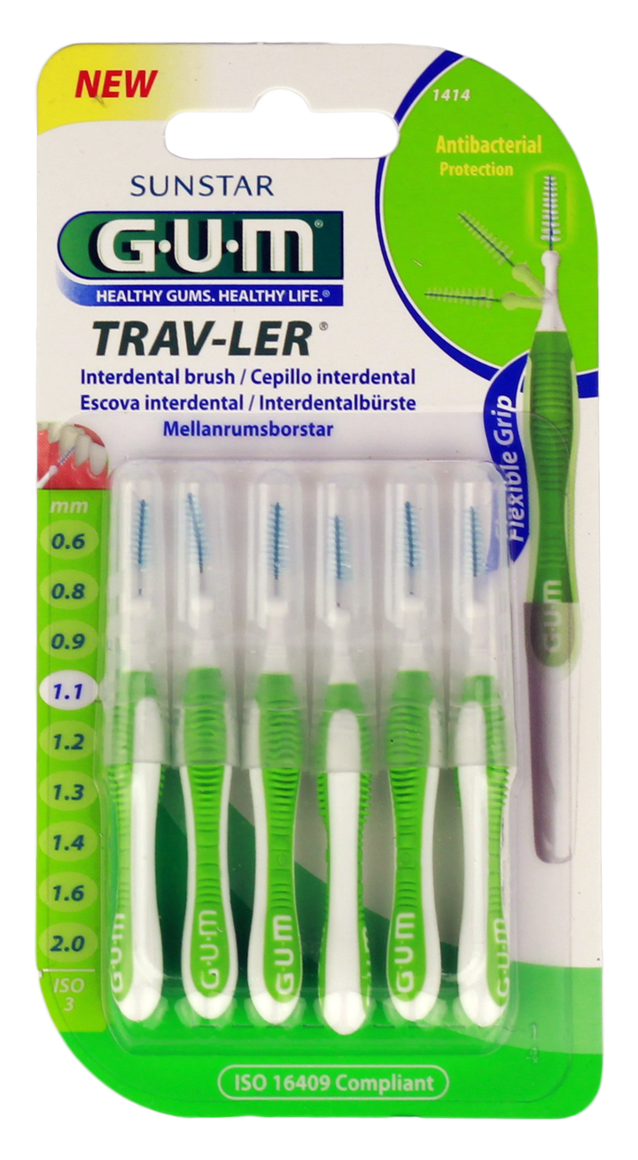 Trav-Ler starpzobu birstīte 1,1 mm, 6 gab., GUM