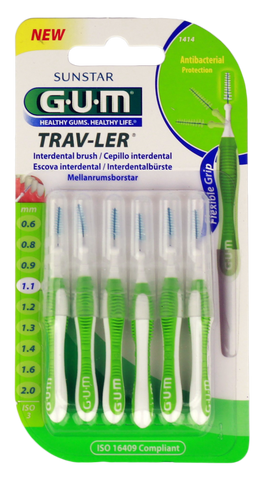Trav-Ler starpzobu birstīte 1,1 mm, 6 gab., GUM