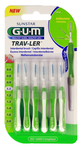 Trav-Ler starpzobu birstīte 1,1 mm, 6 gab., GUM